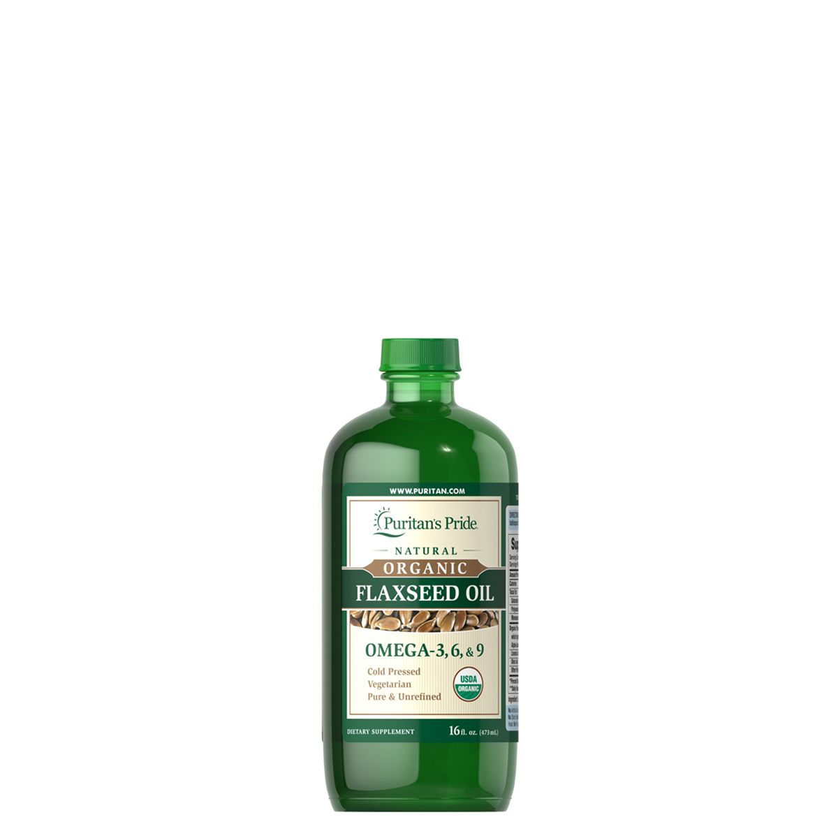 Természetes lenmagolaj 16 oz, Puritan's Pride Organic Flaxseed Oil, 473 ml