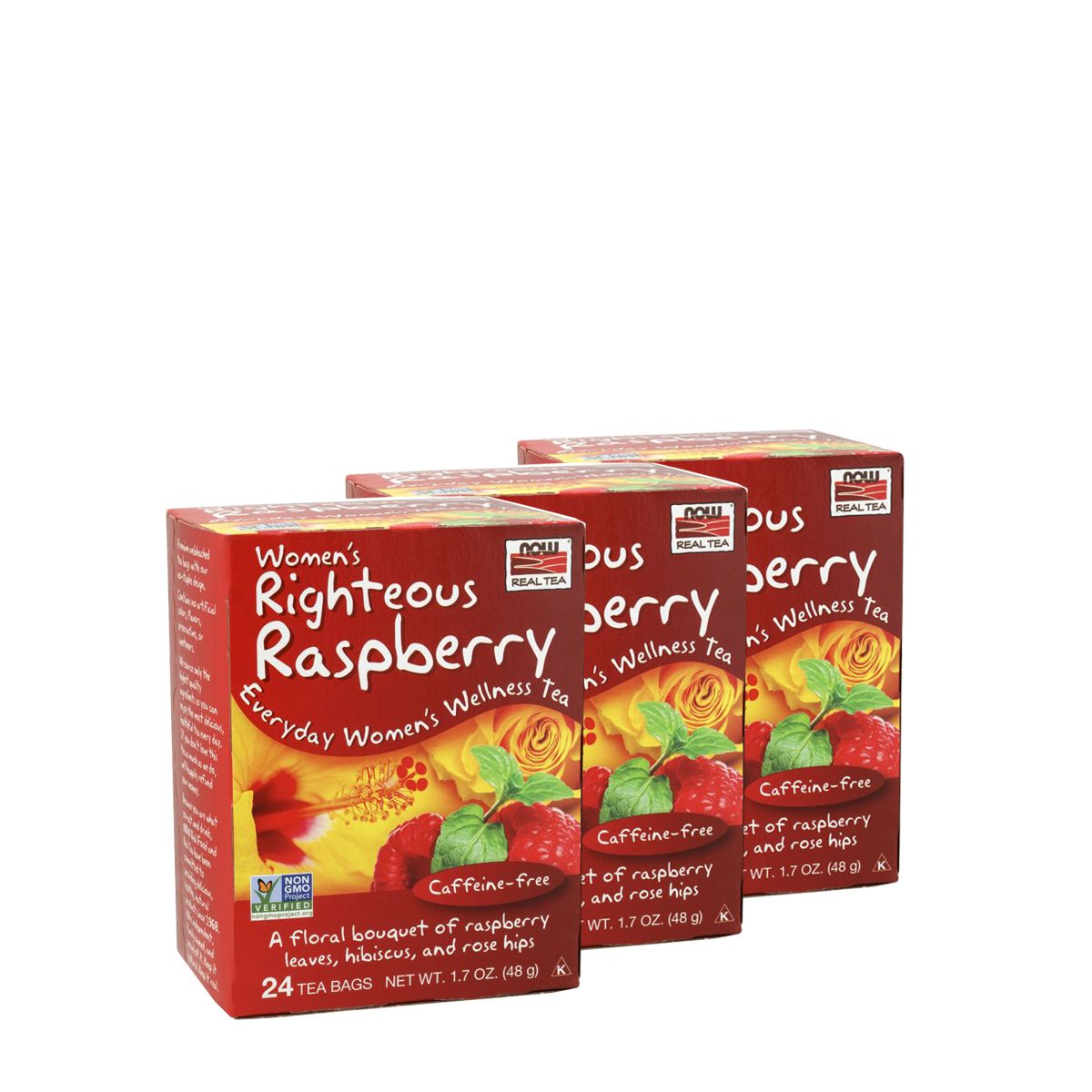 Női teakeverék málnalevéllel, Now Women's Righteous Raspberry Tea, 3x48 g