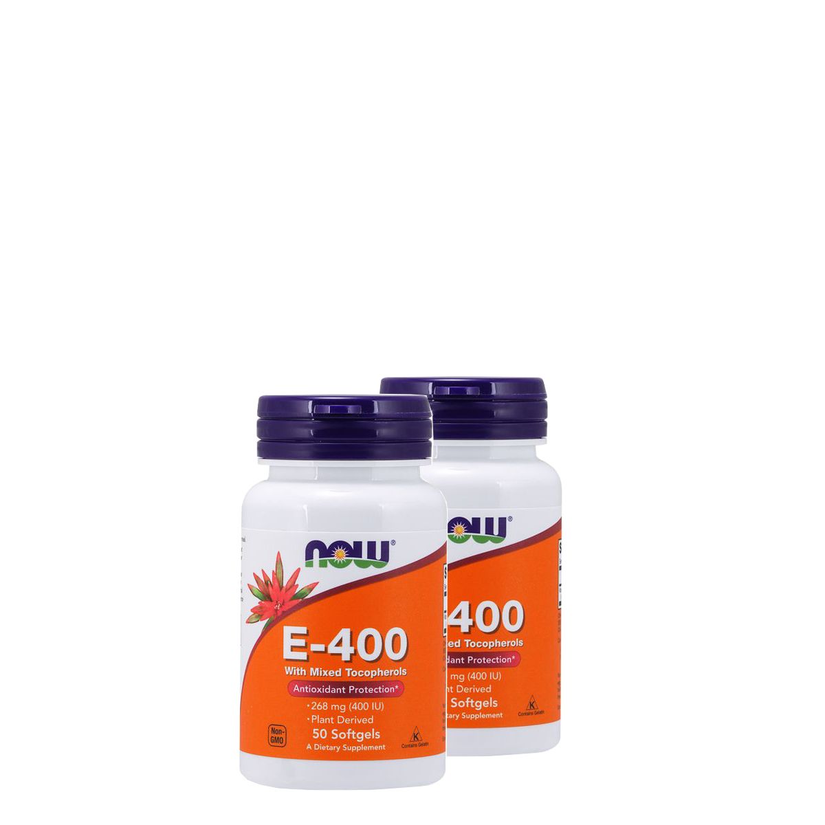 E-vitamin 400 IU kevert tokoferolokkal, Now Vitamin E-400 with Mixed Tocopherols, 2x50 kapszula