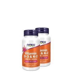 D3 és K2 1000 IU/45 mcg, Now Vitamin D-3 & K2, 2x120 kapszula