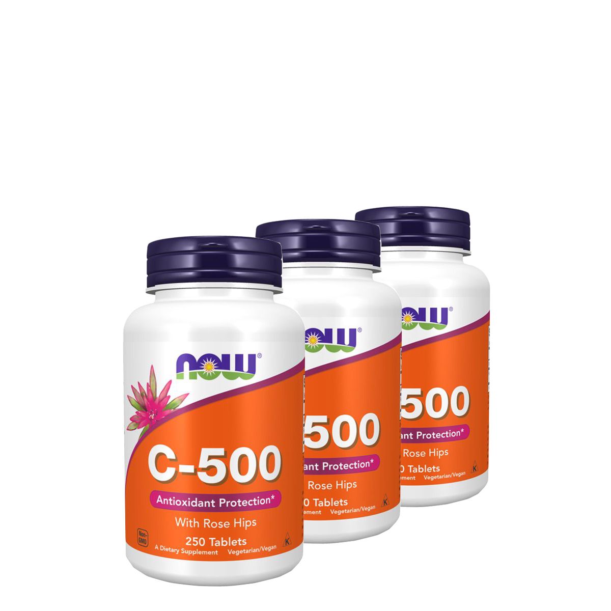 C-vitamin csipkebogyóval 500 mg, Now Vitamin C-500, 3x250 tabletta