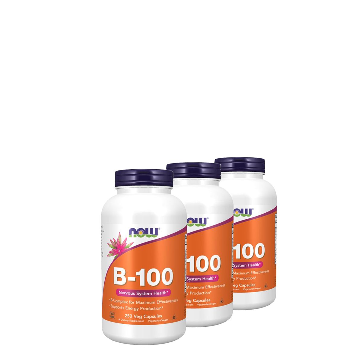 B-komplex, Now Vitamin B-100, 3x250 kapszula