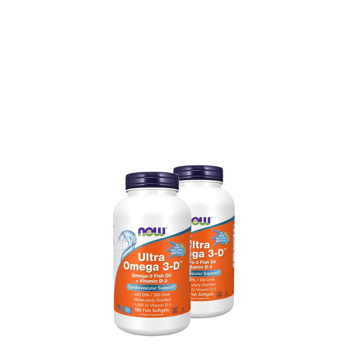 Omega-3 D-vitaminnal, Now Ultra Omega 3-D, 2x180 kapszula