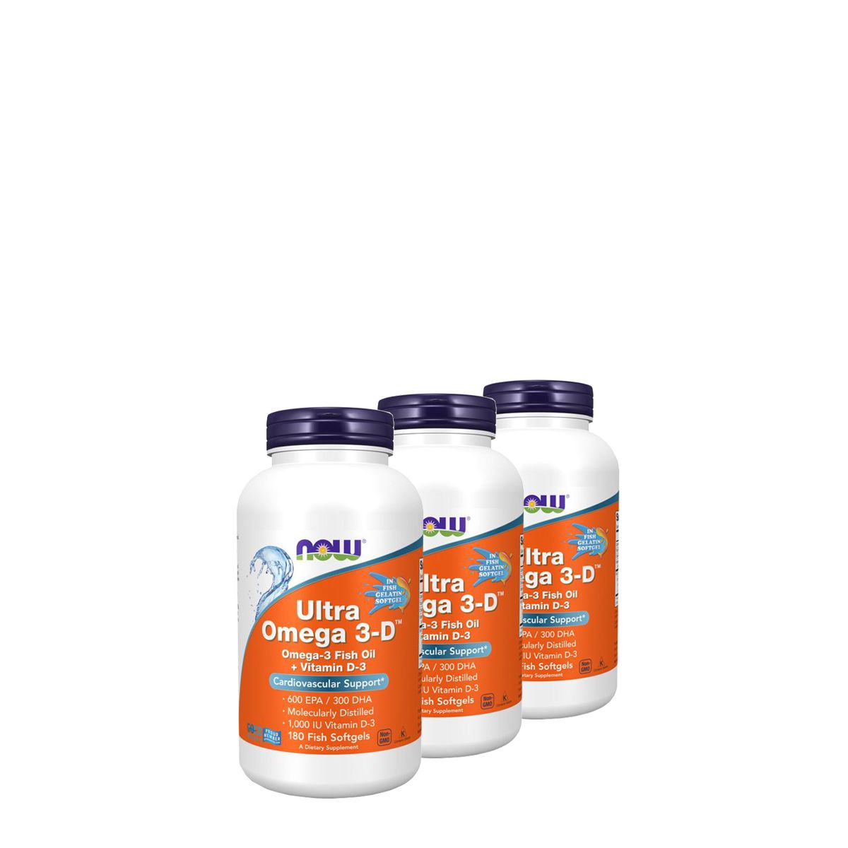 Omega-3 D-vitaminnal, Now Ultra Omega 3-D, 3x180 kapszula