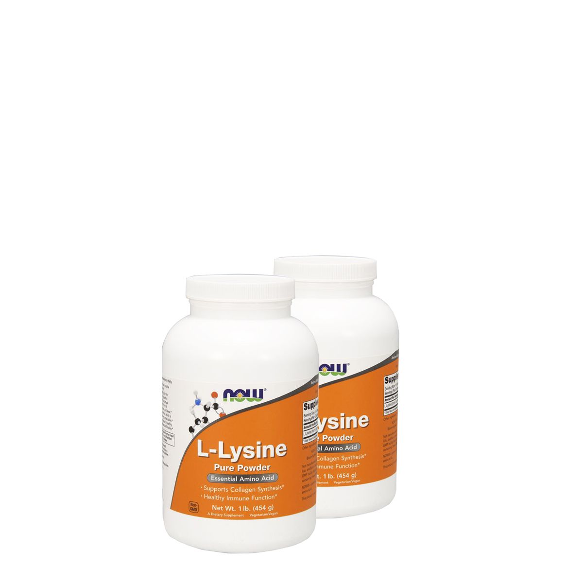 L-lizin aminosav por, Now L-Lysine Powder, 2x454 g