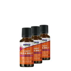 D-3 vitamin és MK-7 cseppek, Now Liquid Vitamin D-3 & MK-7, 3x30 ml