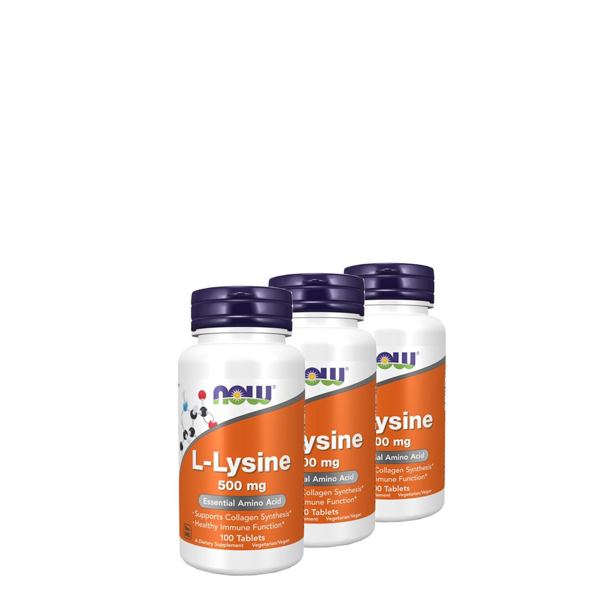 L-lizin aminosav 500 mg, Now L-Lysine, 3x100 tabletta