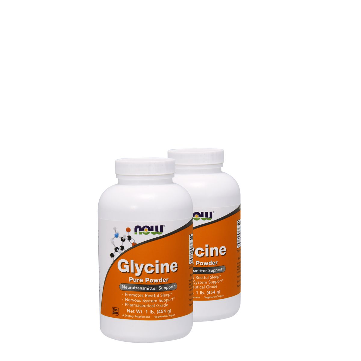 Glicin aminosav por, Now Glycine Pure Powder, 2x454 g