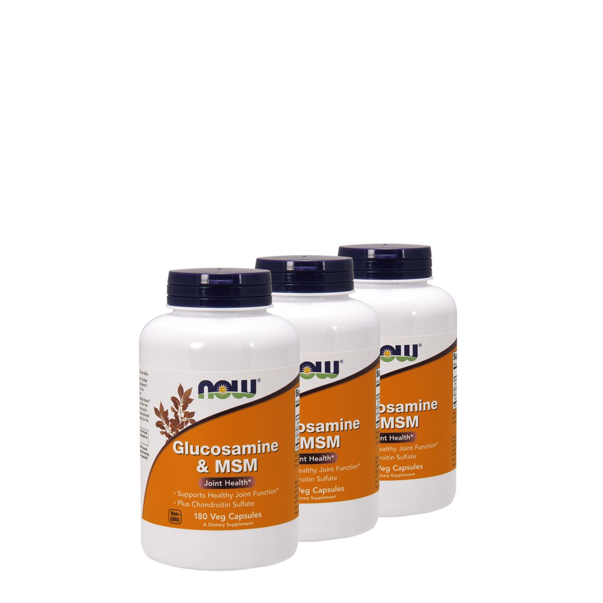 Glükozamin és MSM, Now Glucosamine & MSM Plus Chondroitin, 3x180 kapszula