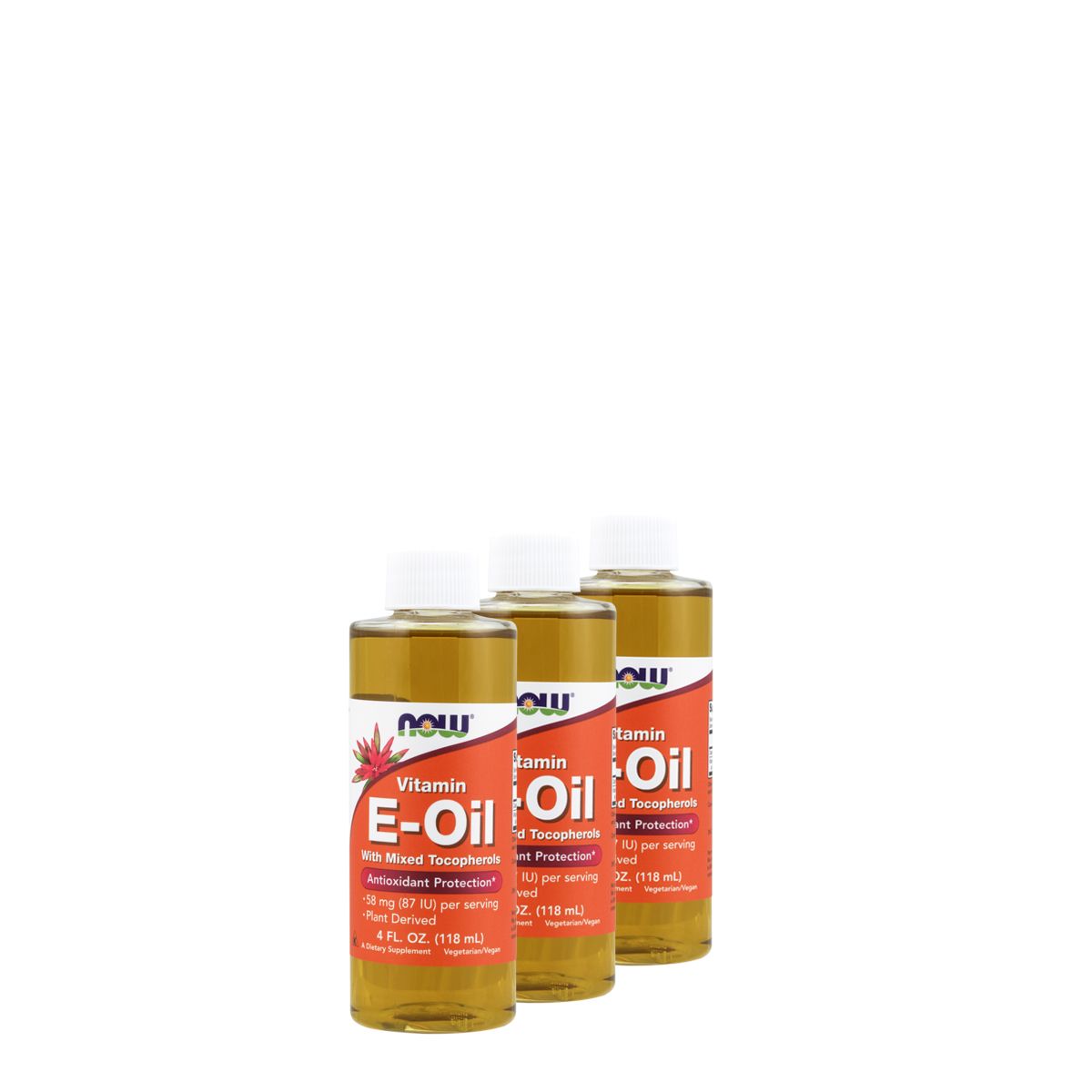 Folyékony E-vitamin, Now E-Oil, 3x118 ml