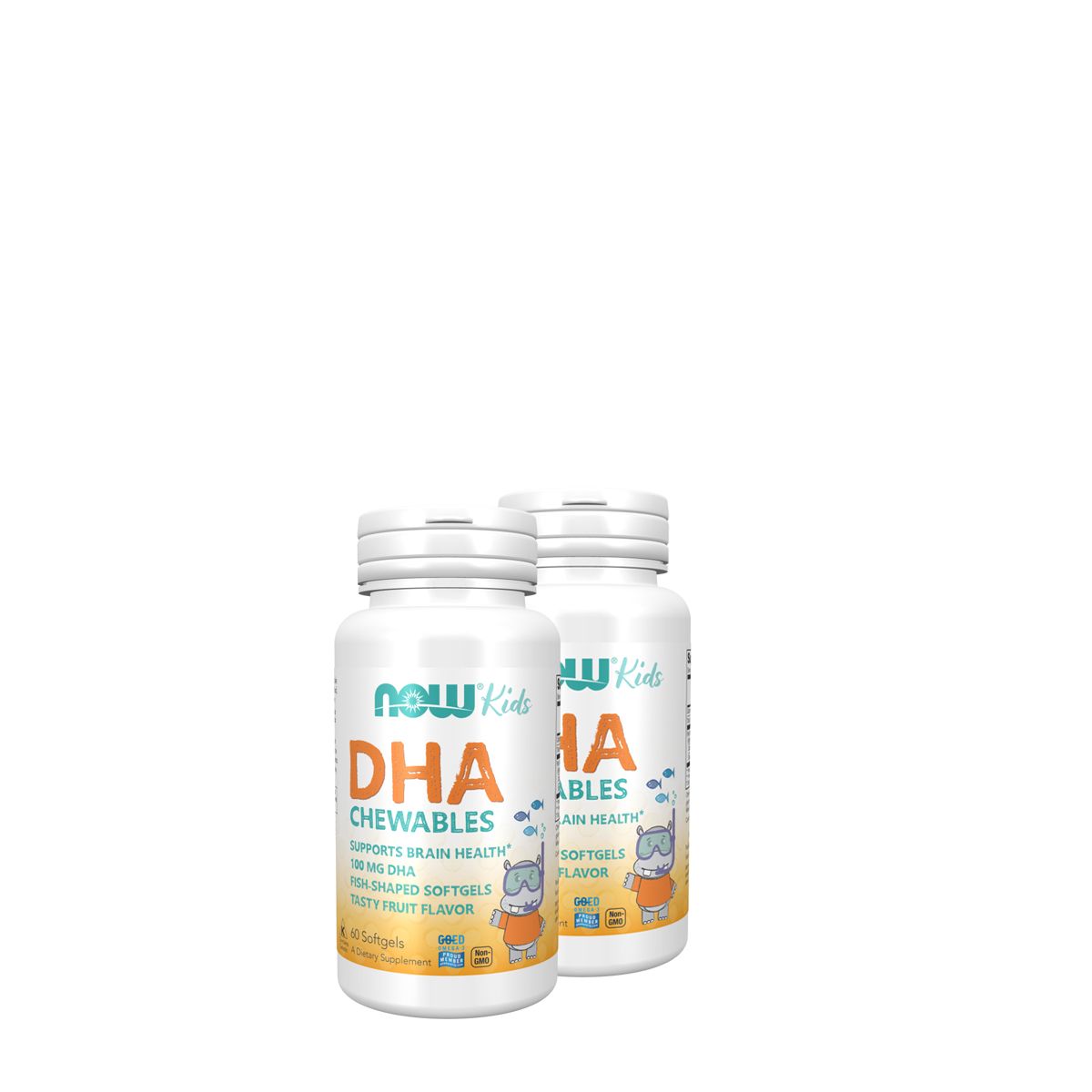 DHA omega-3 gyermekeknek 100 mg, Now Kids DHA Chewables, 2x60 kapszula