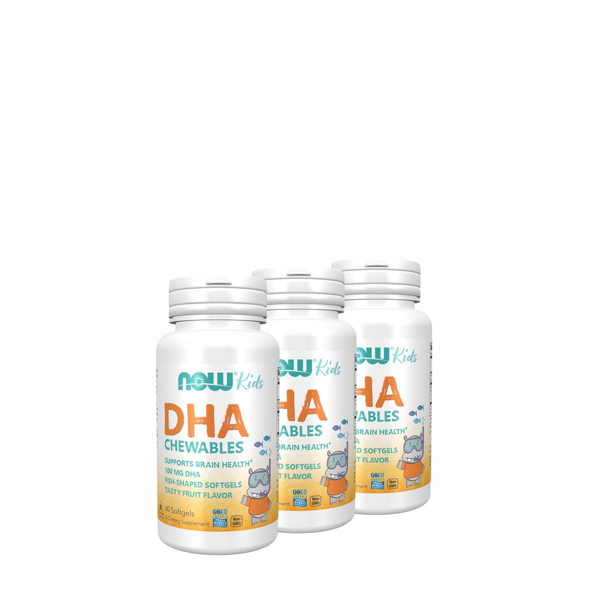 DHA omega-3 gyermekeknek 100 mg, Now Kids DHA Chewables, 3x60 kapszula