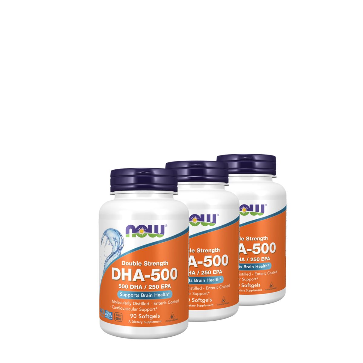 DHA és EPA omega-3 zsírsavak, Now DHA 500, 3x90 gélkapszula