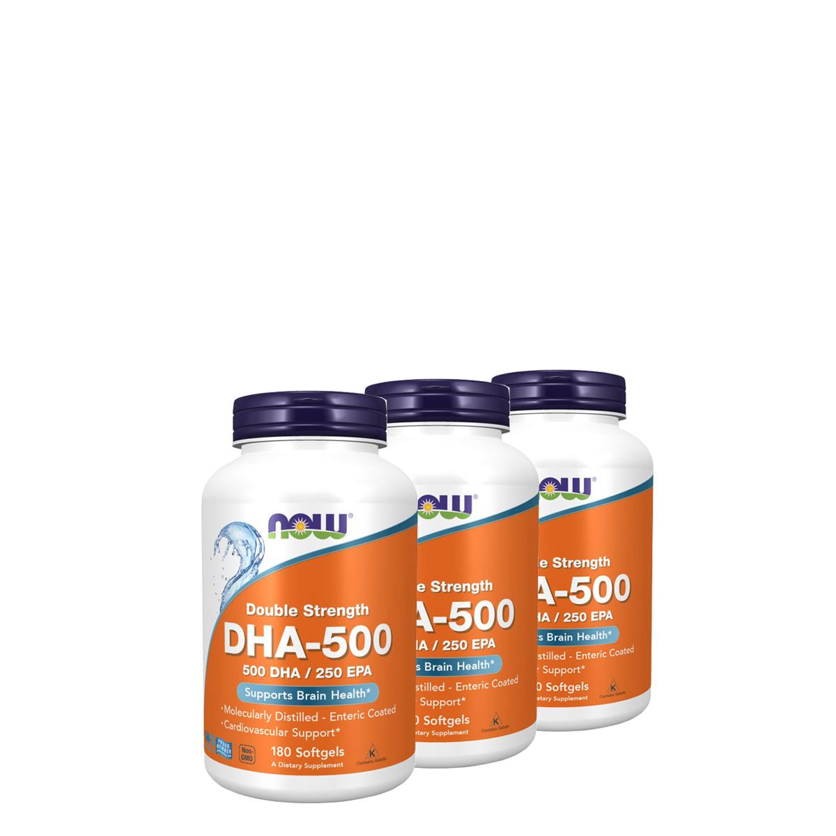 DHA és EPA omega-3 zsírsavak, Now DHA 500, 3x180 gélkapszula