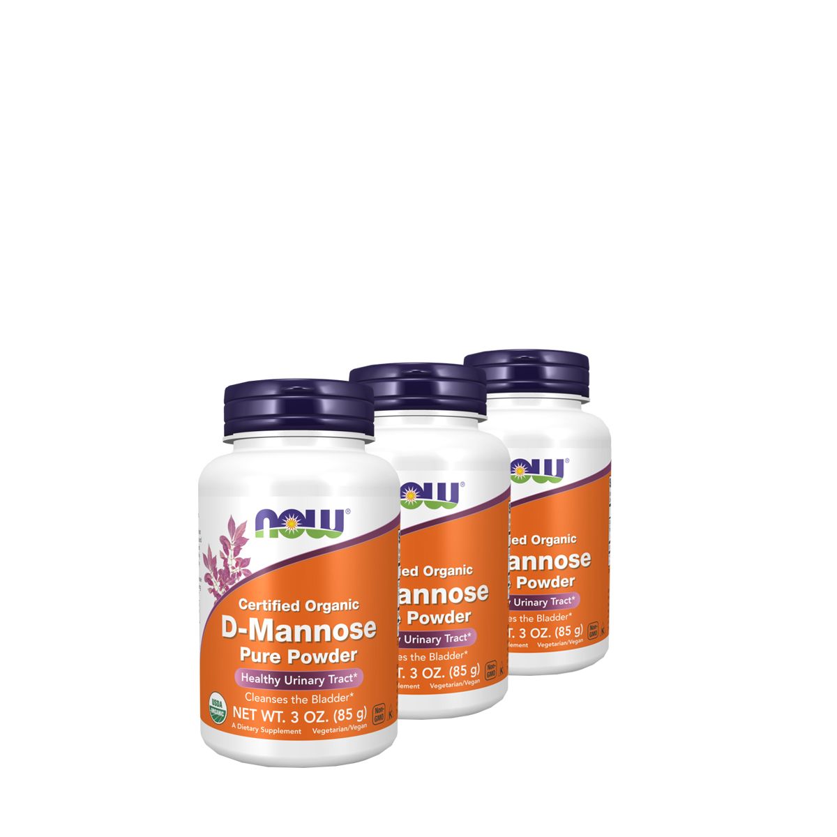 D-mannóz por, Now D-Mannose Pure Powder, 3x85 g