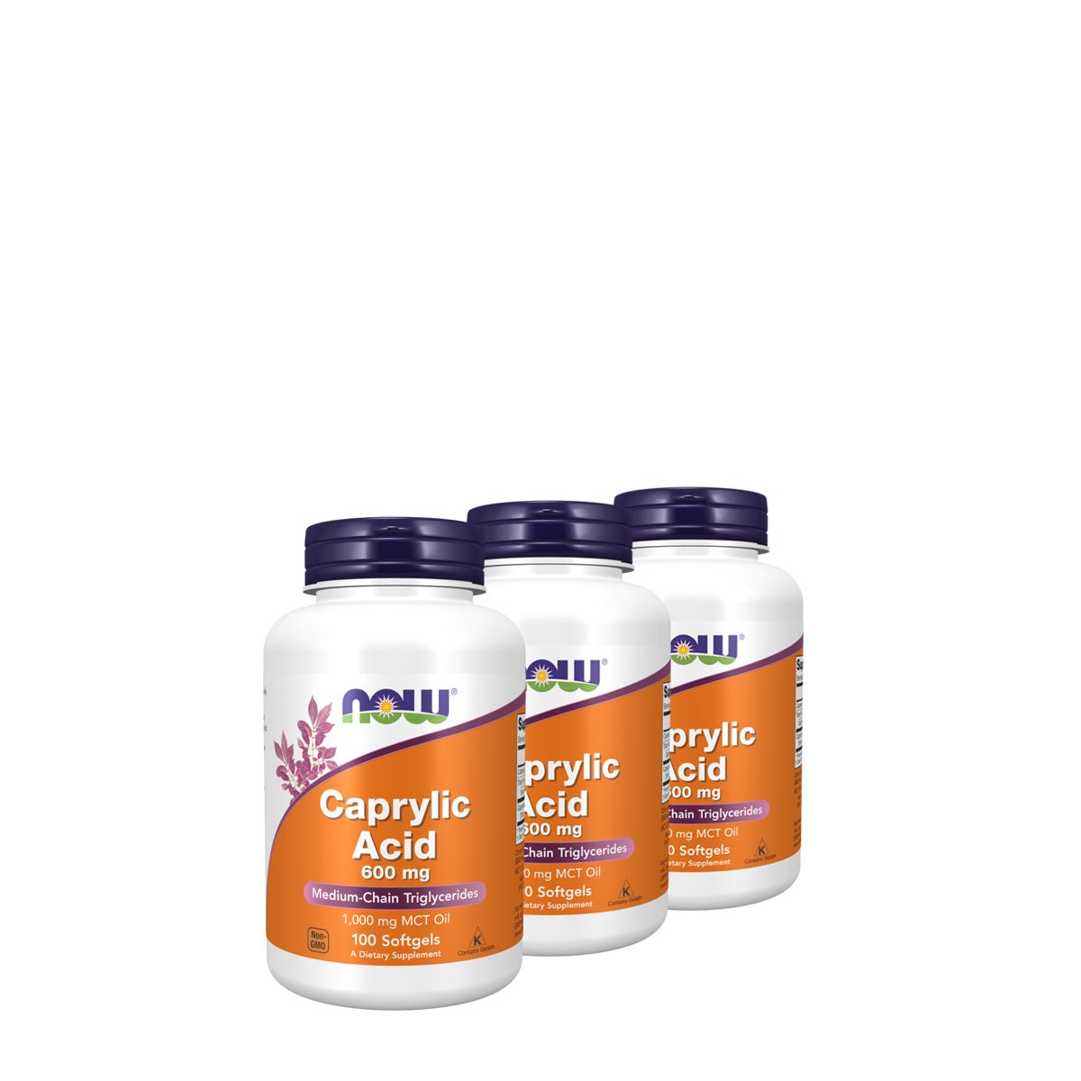 Kaprilsav 600 mg, Now Caprylic Acid, 3x100 kapszula