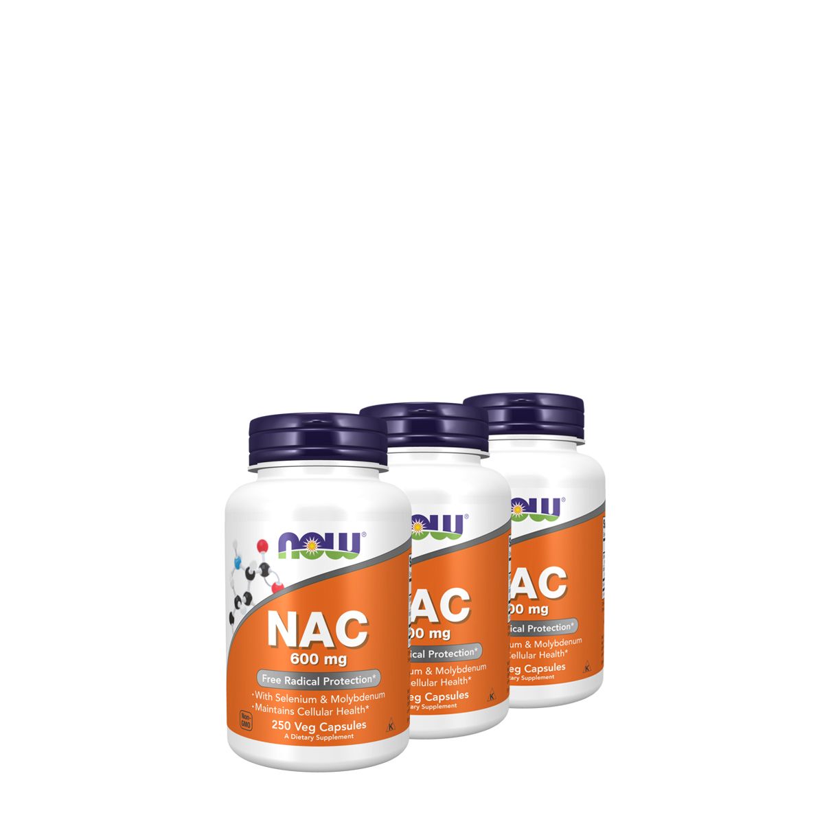N-acetil-cisztein 600 mg, Now NAC with Selenium & Molybdenum, 3x250 kapszula