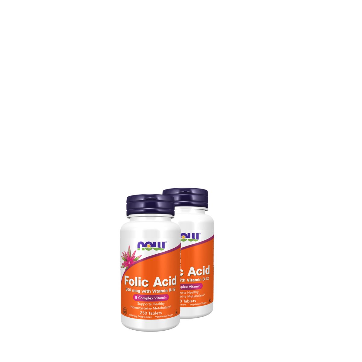 Folsav B-12 vitaminnal 800 mcg, Now Folic Acid with Vitamin B-12, 2x250 tabletta