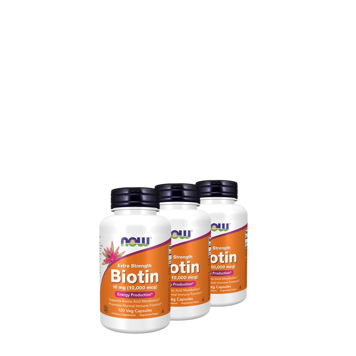 Biotin 10 000 mcg, Now Extra Strength Biotin, 3x120 kapszula