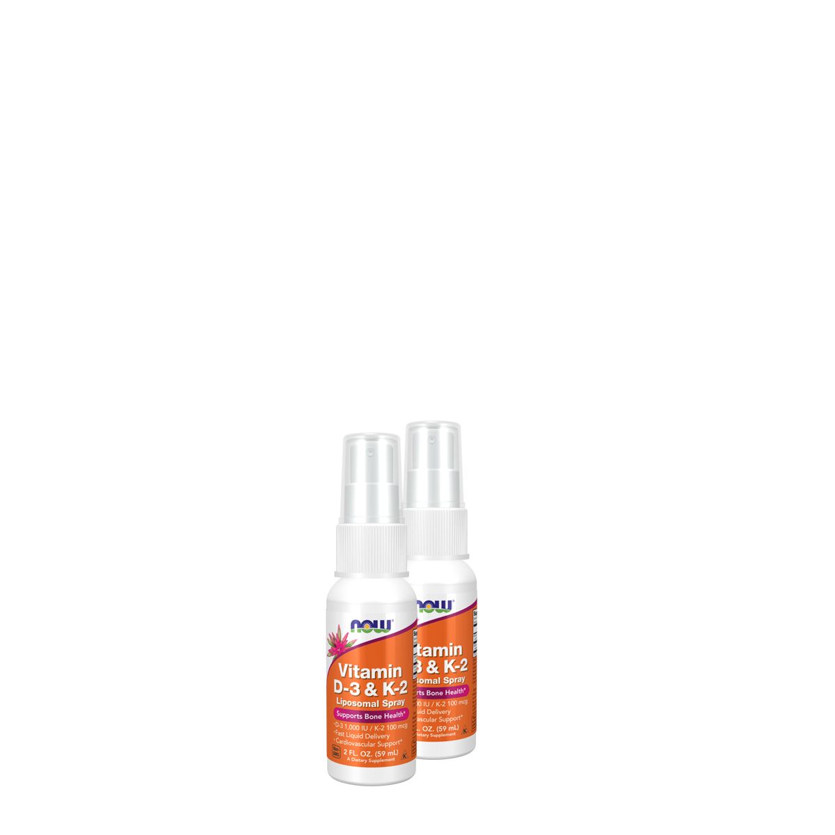 D3 és K2 liposzómás spray, Now Vitamin D-3 & K-2 Liposomal Spray, 2x59 ml