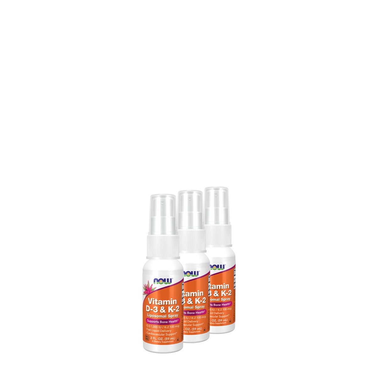 D3 és K2 liposzómás spray, Now Vitamin D-3 & K-2 Liposomal Spray, 3x59 ml