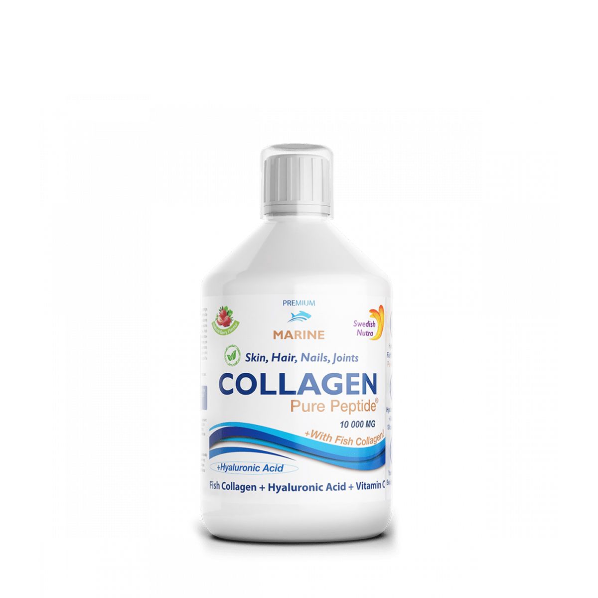 Hidrolizált folyékony halkollagén 10 000 mg, Swedish Nutra Collagen Pure Peptide with Fish, 500 ml