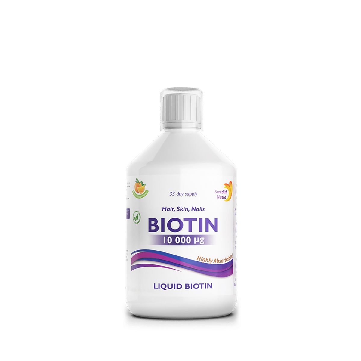 Folyékony biotin C-vitaminnal, Swedish Nutra Biotin, 500 ml