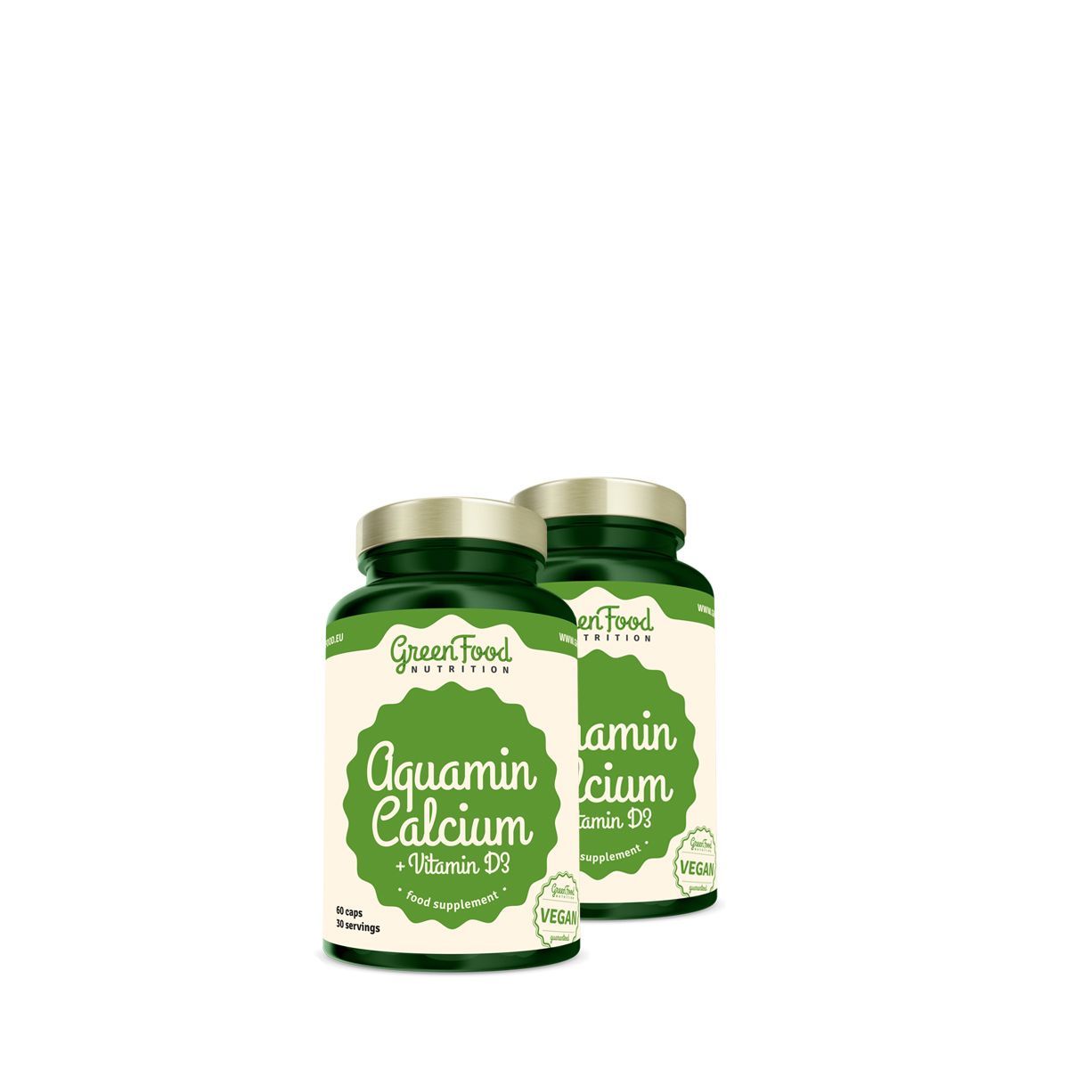 Kálcium magnézium D3 vitaminnal, GreenFood Nutrition Aquamin + Vitamin D3, 2x60 kapszula