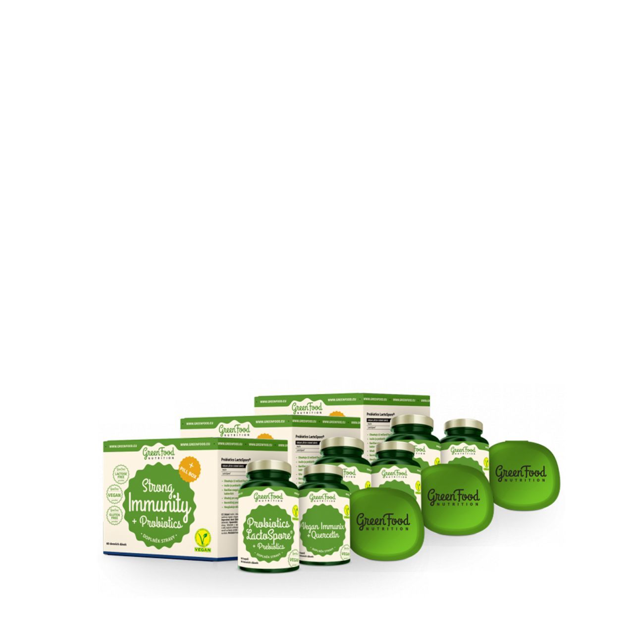 Erős immunrendszer csomag, GreenFood Nutrition Strong Immunity & Probiotics Box, 3 csomag