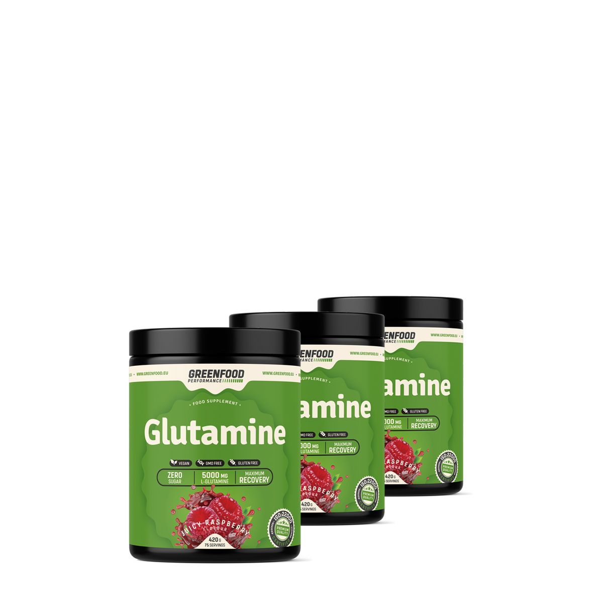 Glutamin regeneráló italpor, GreenFood Performance Glutamine Maximum Recovery, 3x420 g
