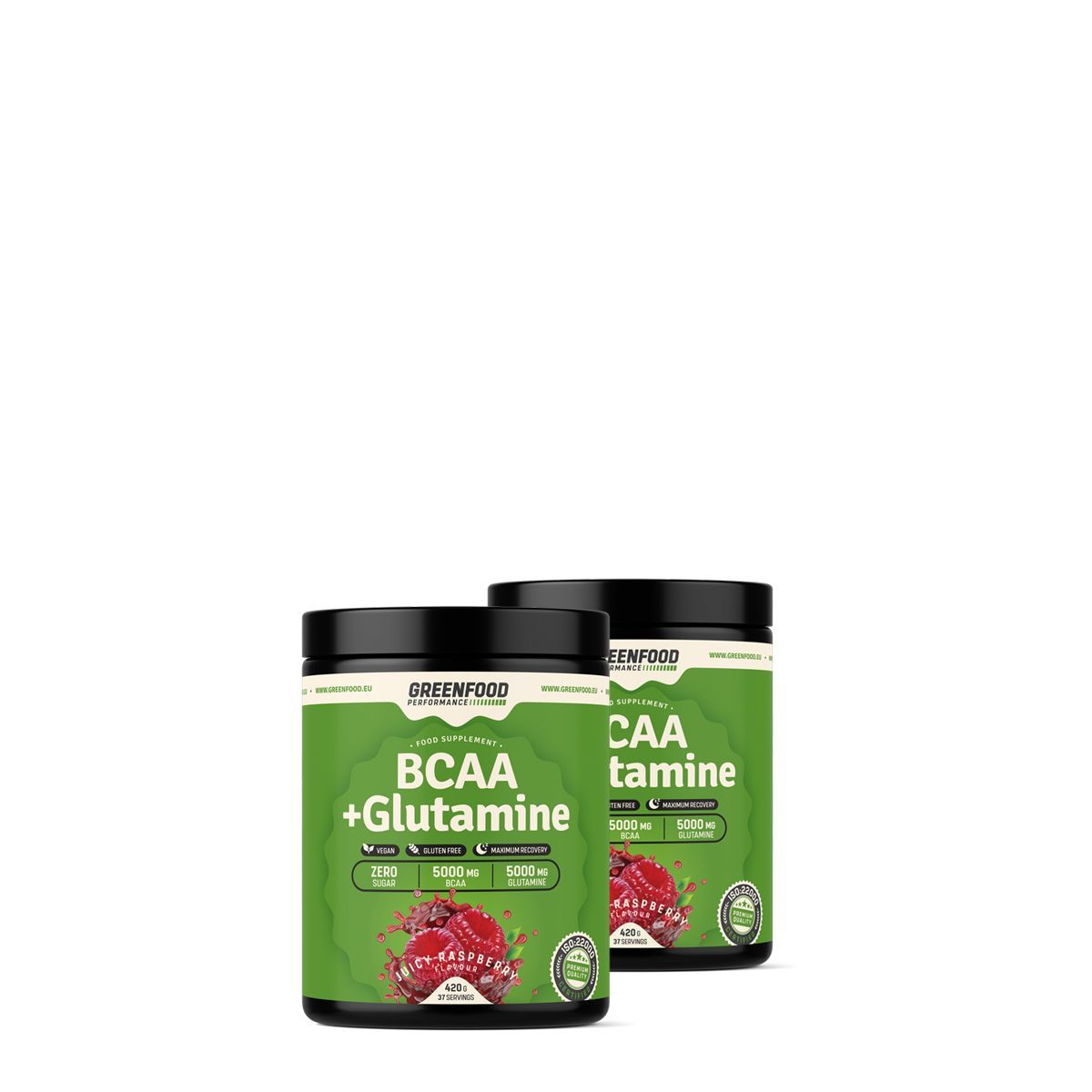 Elágazó láncú aminosavak glutaminnal, GreenFood Performance BCAA + Glutamine, 2x420 g