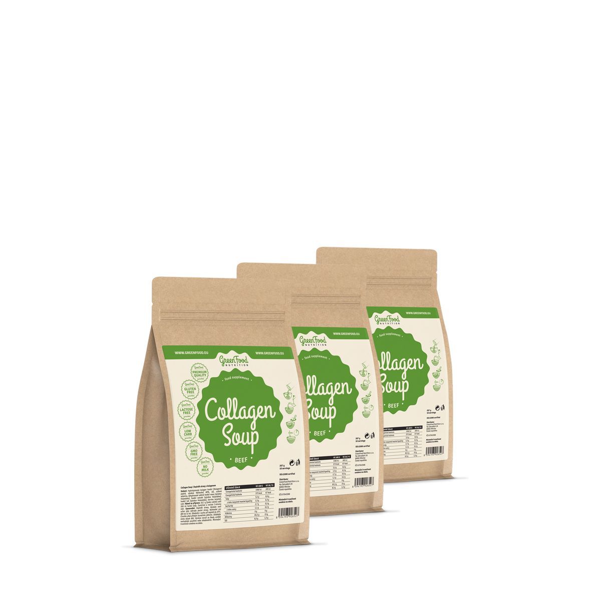 Kollagén levespor, GreenFood Nutrition Collagen Soup, 3x207 g