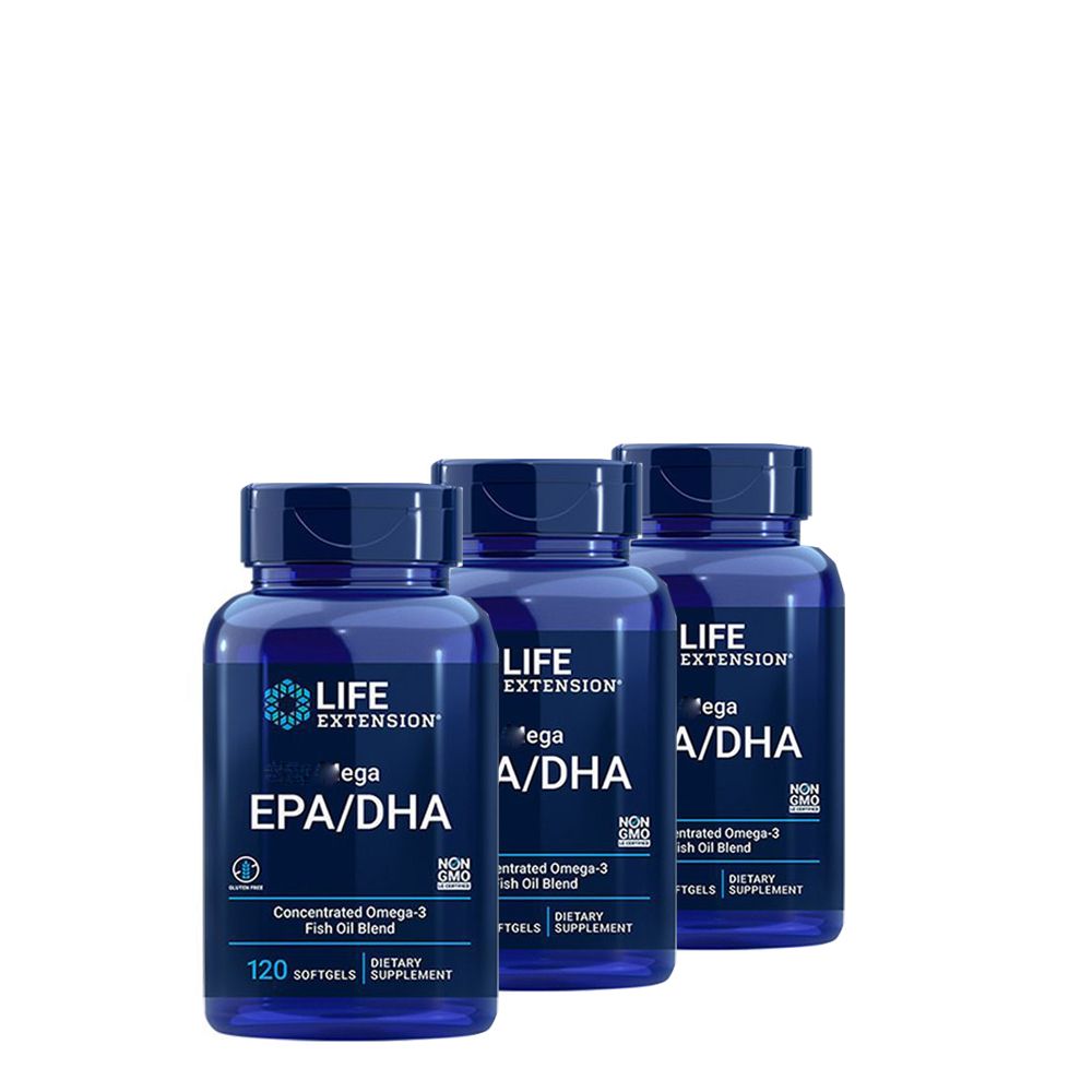 Nagydózisú halolaj komplex, Life Extension Mega EPA/DHA Omega-3, 3x120 gélkapszula