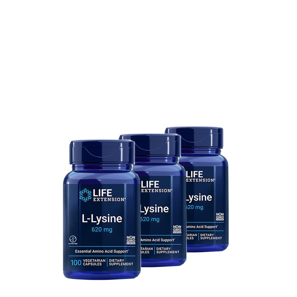 L-lizin aminosav 620 mg, Life Extension L-Lysine, 3x100 kapszula