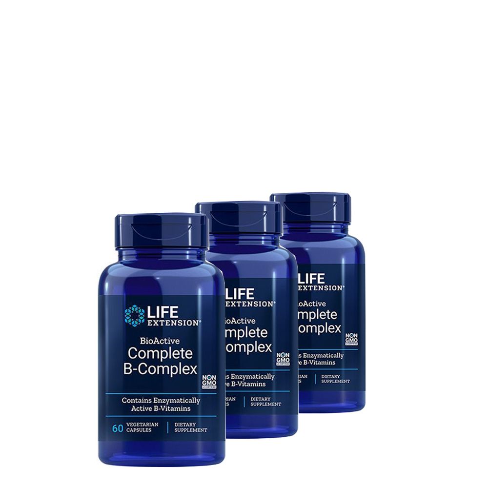 Enzimatikusan aktiv B-vitaminok, Life Extension Bioactive Complete B-Complex, 3x60 kapszula