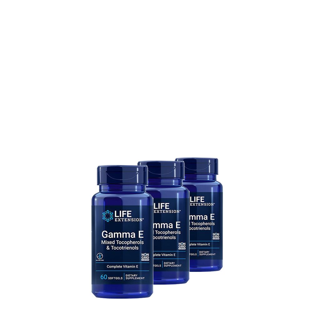E-vitamin komplex, tokoferolok és tokotrienolok, Life Extension Gamma E, 3x60 gélkapszula