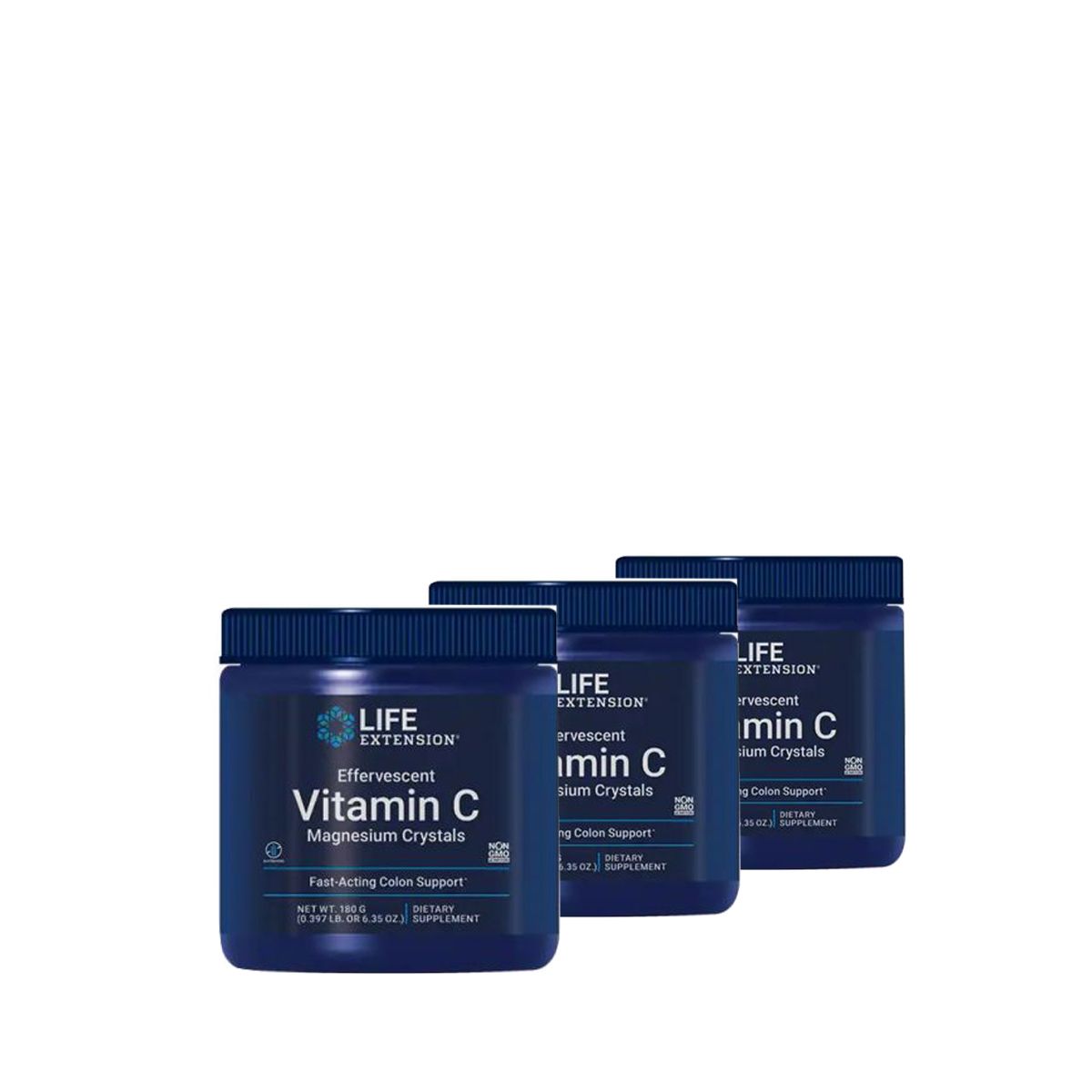 Pezsgő C-vitamin por magnéziummal, Life Extension Vitamin C Magnesium Crystals, 3x180 g