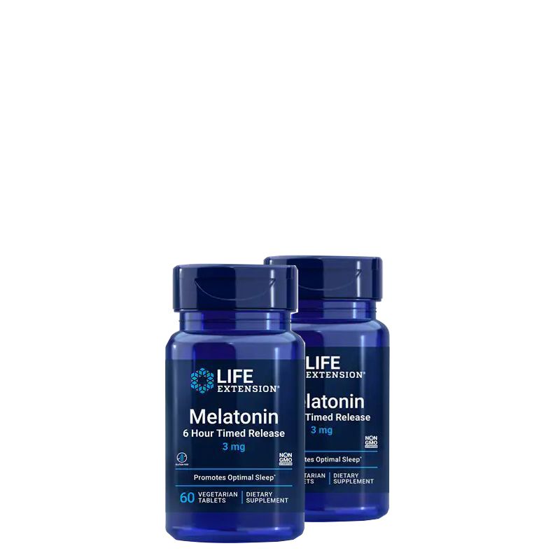 Elnyújtott felszívódású melatonin 3 mg, Life Extension Melatonin 6 hour Time Release, 2x60 tabletta