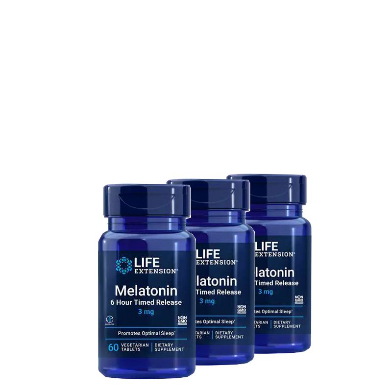 Elnyújtott felszívódású melatonin 3 mg, Life Extension Melatonin 6 hour Time Release, 3x60 tabletta