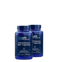 Multi-tápanyag formula vitaminokkal, zöldség-és gyümölcskivonatokkal, Life Extension Mix Capsules, 2x360 kapszula