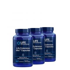 Multi-tápanyag formula vitaminokkal, zöldség-és gyümölcskivonatokkal, Life Extension Mix Capsules, 3x360 kapszula