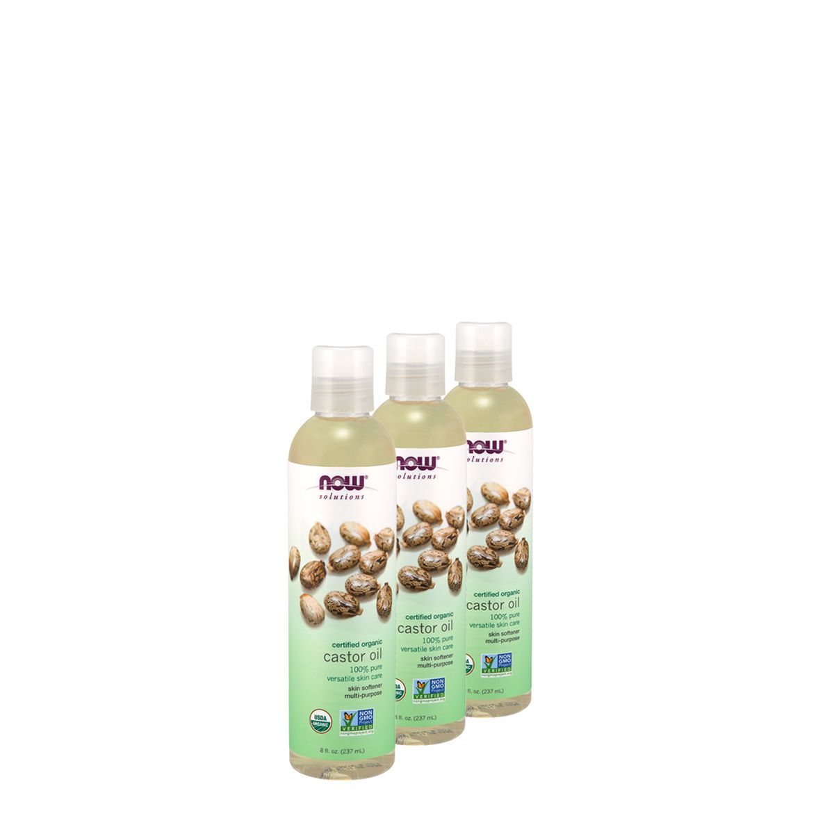100%-os tisztaságú bőrápoló ricinusolaj, Now Castor Oil, 3x237 ml