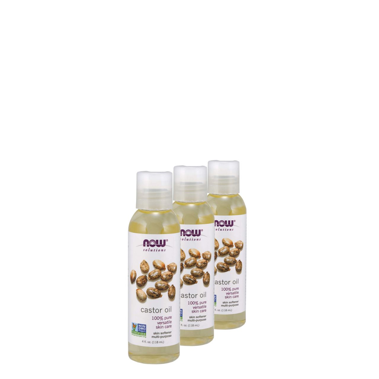 Bőr- és hajpuhító ricinusolaj, Now 100% Pure Castor Oil, 3x118 ml
