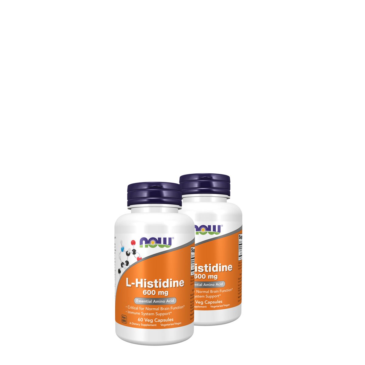 L-hisztidin 600 mg, Now L-Histidine, 2x60 kapszula