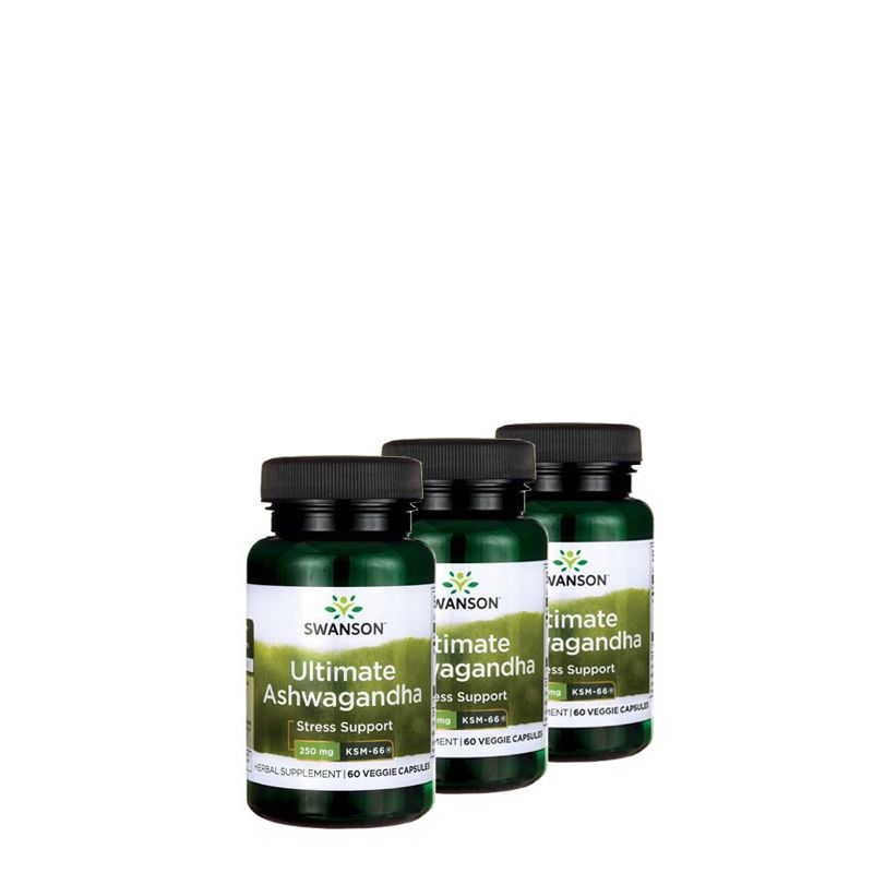 KSM-66 ashwagandha 250 mg, Swanson Ultimate Ashwagandha, 3x60 kapszula