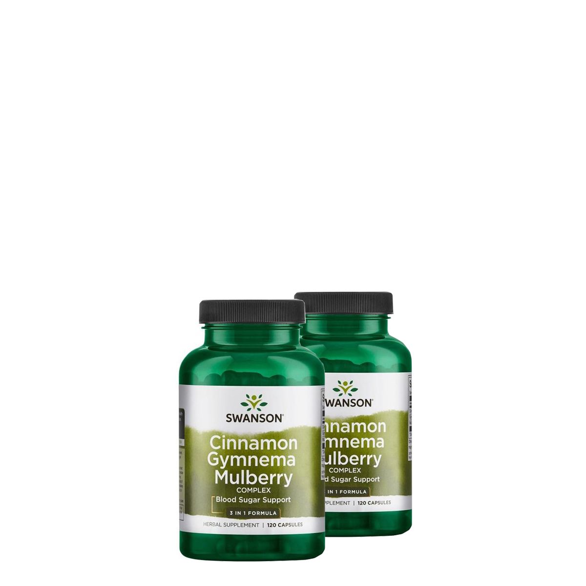 Vércukor szabályozó gyógynövény komplex, Swanson Cinnamon Gymnema & Mulberry, 2x120 kapszula Vércukor szabályozó gyógynövény komplex, Swanson Cinnamon Gymnema & Mulberry, 2x120 kapszula