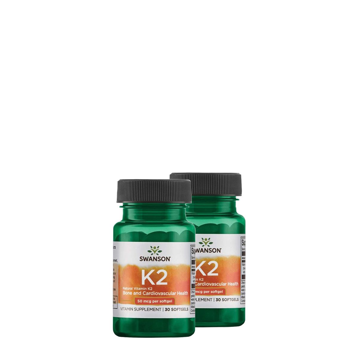 Természetes K2 50 mcg, Swanson Natural Vitamin K2 Menaquinone-7, 2x30 gélkapszula