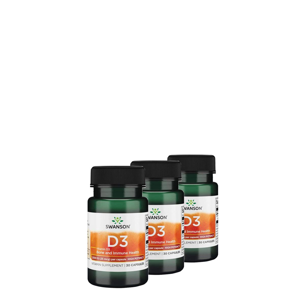 D-vitamin 1000 IU, Swanson Vitamin D-3 1000 IU, 3x30 kapszula