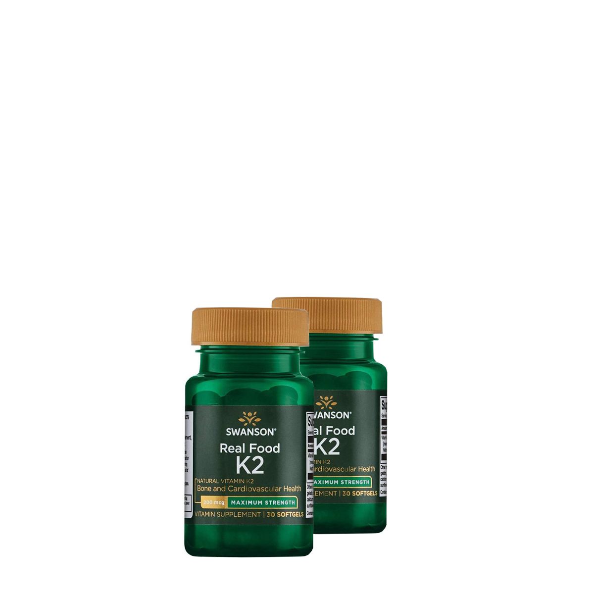Természetes K2 200 mcg, Swanson Natural Vitamin K2 Menaquinone-7, 2x30 gélkapszula