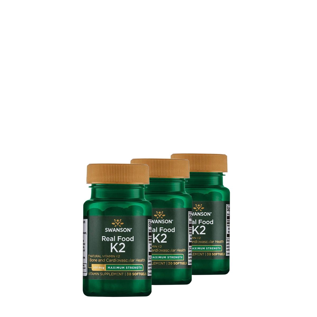 Természetes K2 200 mcg, Swanson Natural Vitamin K2 Menaquinone-7, 3x30 gélkapszula